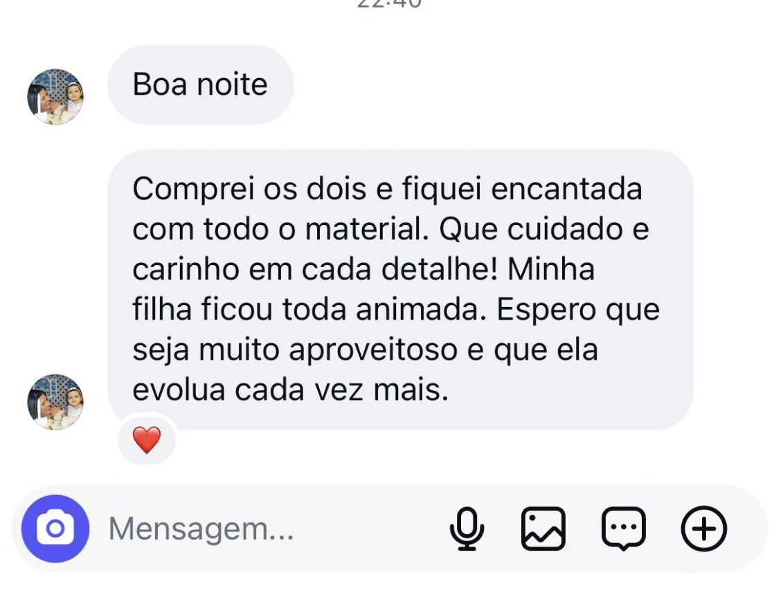 Depoimento — comprei os dois e fiquei encantada com todo o material